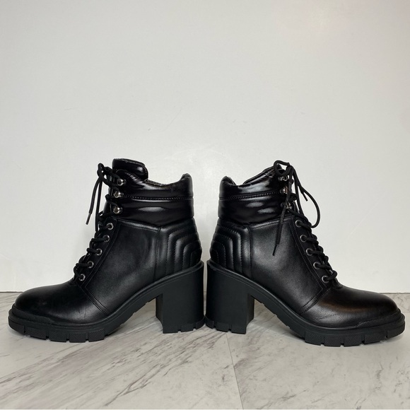 New! Marc Fisher Velima Black Leather Lace Up Lugsole Bootie 8.5 M - Picture 8 of 15